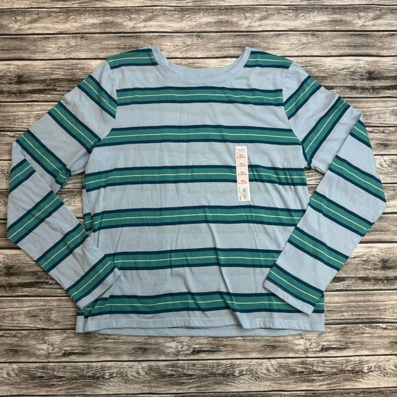 SO Womens Striped Long Sleeve T Tee Shirt XL Extra Large Blue Teal White NWT NEW - Picture 3 of 12